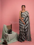 Black Gray Lehariya Handmade Gota Piping Tussar Saree