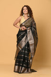 Black Kora Saree with Stripes