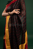 Black Linen Saree with Checks