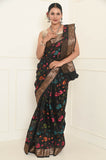 Black Meena Jaal Cotton Silk Saree