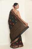 Black Meena Jaal Cotton Silk Saree