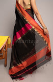 Black Handwoven Multi Colour Border Maheshwar Saree