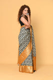 Black Polka Dot Moonga Silk Saree