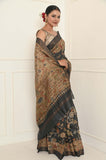 Black Printed Pure Tussar Silk Saree