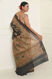 Black Printed Pure Tussar Silk Saree