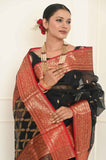 Black Pure Silk Handwoven Chanderi Saree with Nakshi Pallu