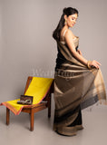 Black Handwoven Resham Border Maheshwai Saree