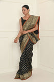 Black Soft Silk Banarasi Saree With Jaal Border