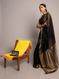 Black Handwoven Tani Checks Maheshwari Saree