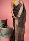 Black Tussar Lehariya Saree