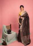 Black Tussar Lehariya Saree