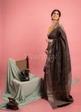 Black Tussar Lehariya Saree