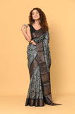 Black Tussar Printed Saree