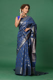 Blue Chinia Silk Banarasi Saree