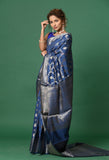 Blue Chinia Silk Banarasi Saree