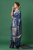 Blue Chinia Silk Banarasi Saree