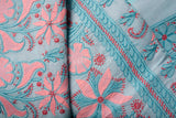 Blue Cotton Chikankari saree