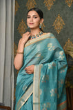 Blue Cotton Silk Banarasi Saree