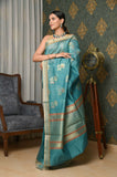 Blue Cotton Silk Banarasi Saree