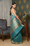 Blue Cotton Silk Banarasi Saree