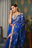 Blue Cotton Silk Chanderi Saree