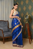 Blue Cotton Silk Chanderi Saree