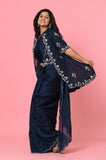 Blue Crepe Designer Saree