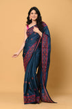 Blue Cross Stitch Semi Tussar Saree