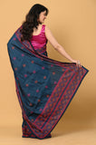 Blue Cross Stitch Semi Tussar Saree