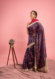 Blue Digital Print Tussar Saree