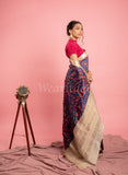 Blue Digital Print Tussar Saree