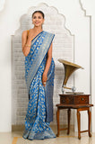 Blue Jaal Work Soft Silk Banarasi Saree