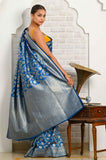 Blue Jaal Work Soft Silk Banarasi Saree