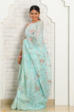 Blue Linen Banarasi Saree