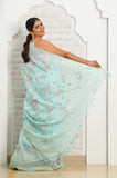 Blue Linen Banarasi Saree