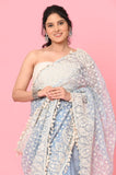 Blue Organza Embroidered DesignerSaree