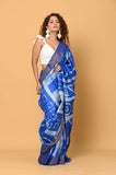 Blue Pure Tussar Shibori Saree