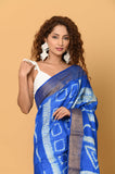 Blue Pure Tussar Shibori Saree