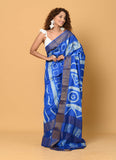 Blue Pure Tussar Shibori Saree