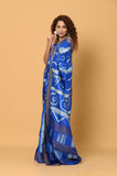 Blue Pure Tussar Shibori Saree