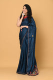 Blue Semi Tussar Embroidered Saree