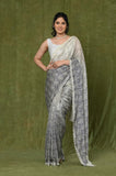 Blue Shaded Russian Silk Designer Saree