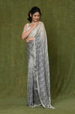 Blue Shaded Russian Silk Designer Saree