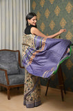 Blue Pure Tussar Ghicha Printed Saree