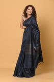 Blue Tussar Saree