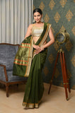 Bottle Green Cotton Silk Banarasi Saree