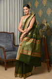 Bottle Green Cotton Silk Banarasi Saree