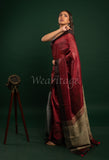 Brown - ash  Linen Saree