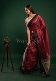 Brown - ash  Linen Saree