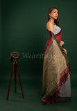 Brown - ash  Linen Saree